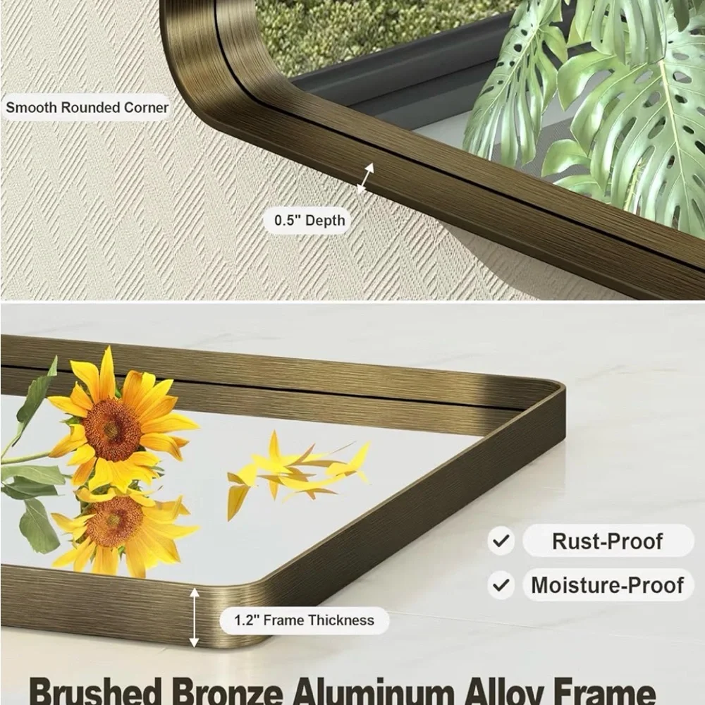 VANLIO 22x30 Bronze Framed Bathroom Mirror Brushed Metal Tempered Glass NEW